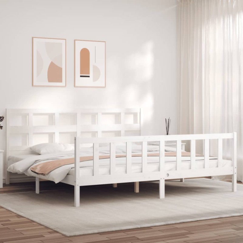 vidaXL Giroletto senza Materasso Bianco 200x200 cm Legno Massello Pino vidaXL Giroletto senza Materasso Bianco 200x200 cm Legno Massello Pino