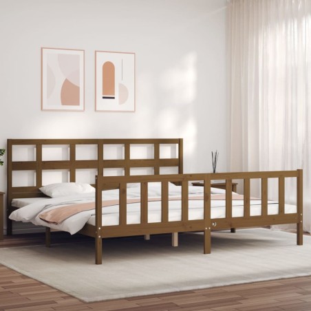 vidaXL Giroletto con Testiera Miele 200x200 cm in Legno Massello