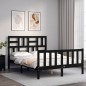 vidaXL Giroletto con Testiera Nero 4FT Small Double in Legno Massello vidaXL Giroletto con Testiera Nero 4FT Small Double in Legno Massello