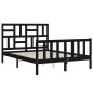 vidaXL Giroletto con Testiera Nero 4FT Small Double in Legno Massello vidaXL Giroletto con Testiera Nero 4FT Small Double in Legno Massello
