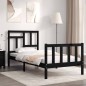 vidaXL Giroletto con Testiera Nero 3FT Single in Legno Massello vidaXL Giroletto con Testiera Nero 3FT Single in Legno Massello