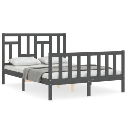 vidaXL Giroletto con Testiera Grigio 4FT Small Double Legno Massello