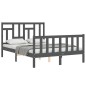 vidaXL Giroletto con Testiera Grigio 4FT Small Double Legno Massello vidaXL Giroletto con Testiera Grigio 4FT Small Double Legno Massello