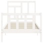 vidaXL Giroletto con Testiera Bianco 90x200 cm in Legno Massello vidaXL Giroletto con Testiera Bianco 90x200 cm in Legno Massello