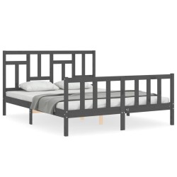 vidaXL Giroletto con Testiera Grigio 5FT King Size in Legno Massello