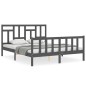 vidaXL Giroletto con Testiera Grigio 5FT King Size in Legno Massello vidaXL Giroletto con Testiera Grigio 5FT King Size in Legno Massello