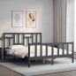 vidaXL Giroletto con Testiera Grigio 5FT King Size in Legno Massello vidaXL Giroletto con Testiera Grigio 5FT King Size in Legno Massello