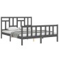 vidaXL Giroletto con Testiera Grigio 5FT King Size in Legno Massello vidaXL Giroletto con Testiera Grigio 5FT King Size in Legno Massello