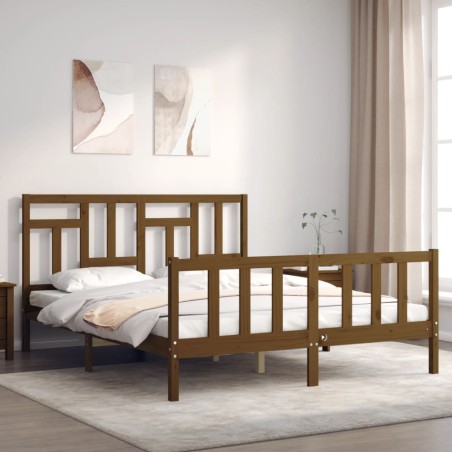 vidaXL Giroletto con Testiera Miele 5FT King Size in Legno Massello