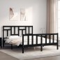vidaXL Giroletto con Testiera Nero 5FT King Size in Legno Massello vidaXL Giroletto con Testiera Nero 5FT King Size in Legno Massello