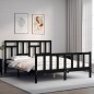 vidaXL Giroletto con Testiera Nero 5FT King Size in Legno Massello vidaXL Giroletto con Testiera Nero 5FT King Size in Legno Massello