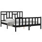 vidaXL Giroletto con Testiera Nero 5FT King Size in Legno Massello vidaXL Giroletto con Testiera Nero 5FT King Size in Legno Massello
