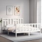 vidaXL Giroletto con Testiera Bianco 160x200 cm Legno Massello vidaXL Giroletto con Testiera Bianco 160x200 cm Legno Massello