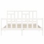 vidaXL Giroletto con Testiera Bianco 160x200 cm Legno Massello vidaXL Giroletto con Testiera Bianco 160x200 cm Legno Massello