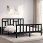 vidaXL Giroletto con Testiera Nero 160x200 cm Legno Massello vidaXL Giroletto con Testiera Nero 160x200 cm Legno Massello
