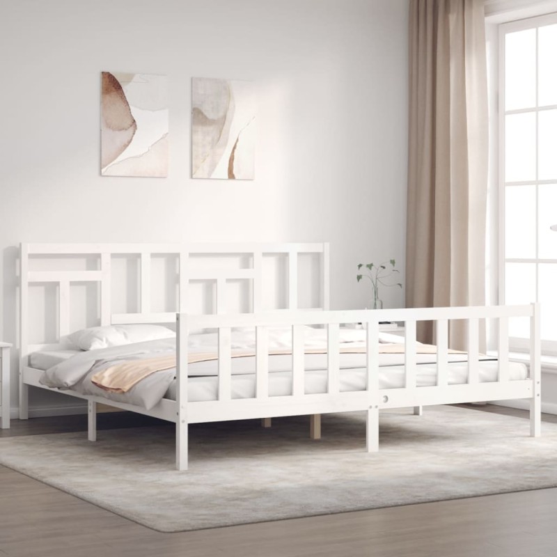 vidaXL Giroletto con Testiera Bianco 6FT Super King in Legno Massello