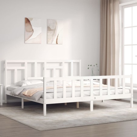 vidaXL Giroletto con Testiera Bianco 6FT Super King in Legno Massello