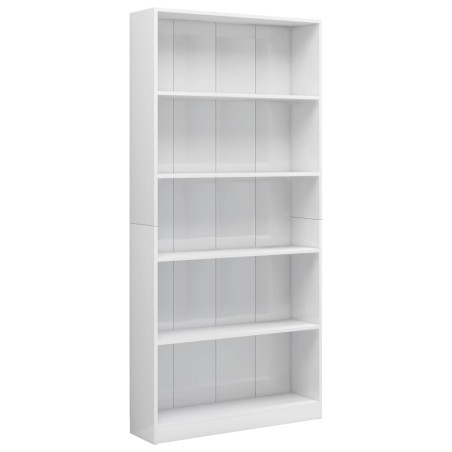 Libreria a 5 Ripiani Bianco Lucido 80x24x175 cm in Truciolato