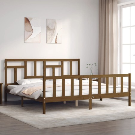 vidaXL Giroletto con Testiera Miele 200x200 cm in Legno Massello