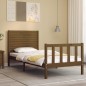 vidaXL Giroletto con Testiera Miele 2FT6 Small Single Legno Massello vidaXL Giroletto con Testiera Miele 2FT6 Small Single Legno Massello