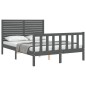 vidaXL Giroletto con Testiera Grigio 4FT Small Double Legno Massello vidaXL Giroletto con Testiera Grigio 4FT Small Double Legno Massello