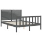 vidaXL Giroletto con Testiera Grigio 4FT Small Double Legno Massello vidaXL Giroletto con Testiera Grigio 4FT Small Double Legno Massello