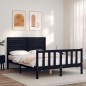 vidaXL Giroletto con Testiera Nero 140x190 cm in Legno Massello vidaXL Giroletto con Testiera Nero 140x190 cm in Legno Massello