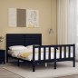 vidaXL Giroletto con Testiera Nero 140x190 cm in Legno Massello vidaXL Giroletto con Testiera Nero 140x190 cm in Legno Massello