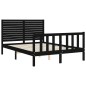 vidaXL Giroletto con Testiera Nero 140x190 cm in Legno Massello vidaXL Giroletto con Testiera Nero 140x190 cm in Legno Massello