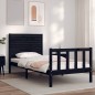 vidaXL Giroletto con Testiera Nero 100x200 cm in Legno Massello vidaXL Giroletto con Testiera Nero 100x200 cm in Legno Massello