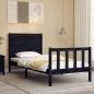 vidaXL Giroletto con Testiera Nero 100x200 cm in Legno Massello vidaXL Giroletto con Testiera Nero 100x200 cm in Legno Massello