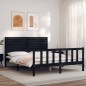 vidaXL Giroletto con Testiera Nero 160x200 cm Legno Massello vidaXL Giroletto con Testiera Nero 160x200 cm Legno Massello