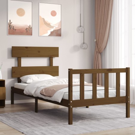 vidaXL Giroletto con Testiera Miele 2FT6 Small Single Legno Massello