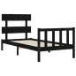 vidaXL Giroletto con Testiera Nero 3FT Single in Legno Massello