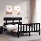 vidaXL Giroletto con Testiera Nero 4FT Small Double in Legno Massello vidaXL Giroletto con Testiera Nero 4FT Small Double in Legno Massello