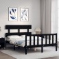 vidaXL Giroletto con Testiera Nero 4FT Small Double in Legno Massello vidaXL Giroletto con Testiera Nero 4FT Small Double in Legno Massello