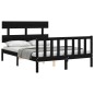 vidaXL Giroletto con Testiera Nero 4FT Small Double in Legno Massello vidaXL Giroletto con Testiera Nero 4FT Small Double in Legno Massello
