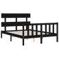 vidaXL Giroletto con Testiera Nero 4FT Small Double in Legno Massello vidaXL Giroletto con Testiera Nero 4FT Small Double in Legno Massello