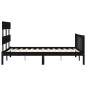 vidaXL Giroletto con Testiera Nero 4FT Small Double in Legno Massello vidaXL Giroletto con Testiera Nero 4FT Small Double in Legno Massello