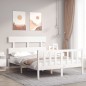 vidaXL Giroletto con Testiera Bianco 4FT6 Double in Legno Massello vidaXL Giroletto con Testiera Bianco 4FT6 Double in Legno Massello