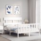 vidaXL Giroletto con Testiera Bianco 4FT6 Double in Legno Massello vidaXL Giroletto con Testiera Bianco 4FT6 Double in Legno Massello