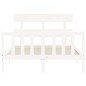 vidaXL Giroletto con Testiera Bianco 4FT6 Double in Legno Massello vidaXL Giroletto con Testiera Bianco 4FT6 Double in Legno Massello