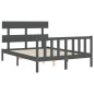vidaXL Giroletto con Testiera Grigio 140x190 cm in Legno Massello vidaXL Giroletto con Testiera Grigio 140x190 cm in Legno Massello