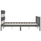 vidaXL Giroletto con Testiera Grigio 140x190 cm in Legno Massello vidaXL Giroletto con Testiera Grigio 140x190 cm in Legno Massello