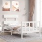 vidaXL Giroletto con Testiera Bianco 90x200 cm in Legno Massello vidaXL Giroletto con Testiera Bianco 90x200 cm in Legno Massello
