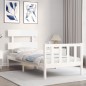 vidaXL Giroletto con Testiera Bianco 90x200 cm in Legno Massello vidaXL Giroletto con Testiera Bianco 90x200 cm in Legno Massello