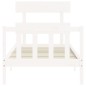 vidaXL Giroletto con Testiera Bianco 90x200 cm in Legno Massello vidaXL Giroletto con Testiera Bianco 90x200 cm in Legno Massello
