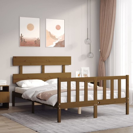 vidaXL Giroletto con Testiera Miele 120x200 cm in Legno Massello