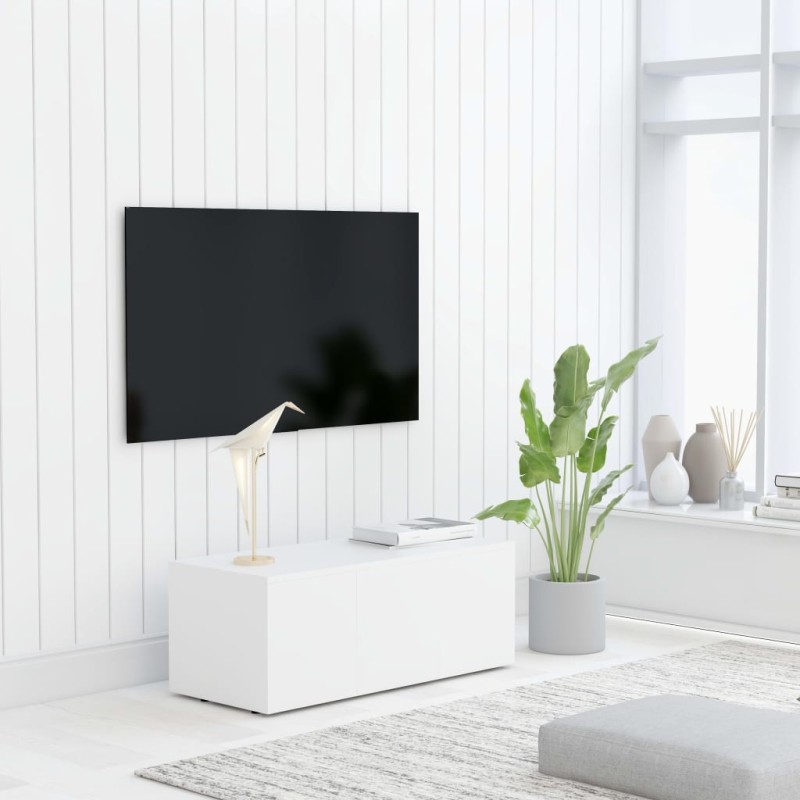 Mobile TV Bianco 80x34x30 cm in Truciolato Mobile TV Bianco 80x34x30 cm in Truciolato
