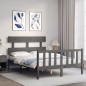 vidaXL Giroletto con Testiera Grigio 140x200 cm in Legno Massello vidaXL Giroletto con Testiera Grigio 140x200 cm in Legno Massello